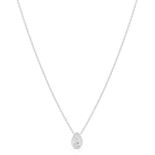 18K WHITE GOLD TINY TREASURE PEARSHAPE DIAMOND NECKLACE