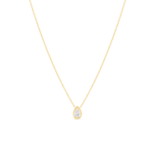18K YELLOW GOLD TINY TREASURE PEARSHAPE DIAMOND NECKLACE