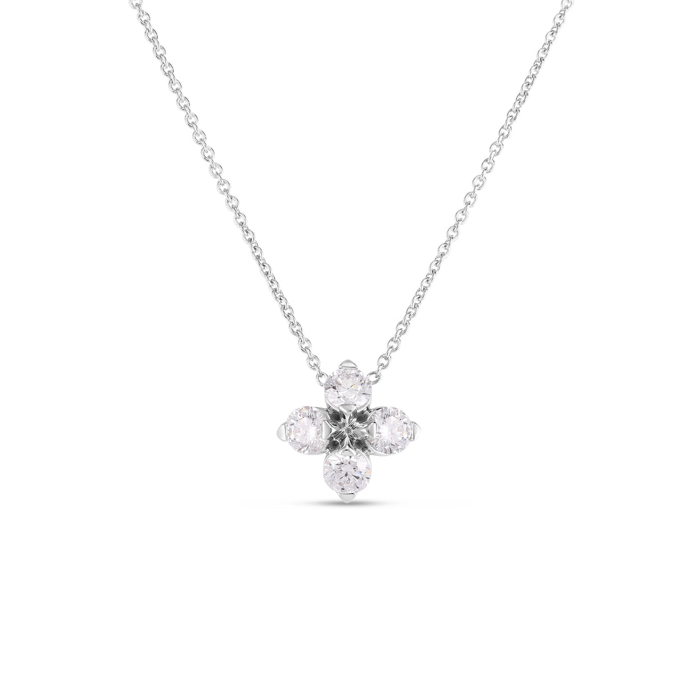 18K WHITE GOLD LOVE IN VERONA DIAMOND FLOWER NECKLACE