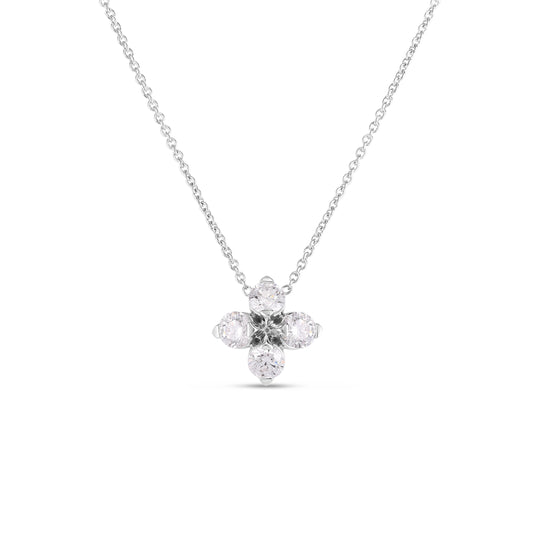 18K WHITE GOLD LOVE IN VERONA DIAMOND FLOWER NECKLACE