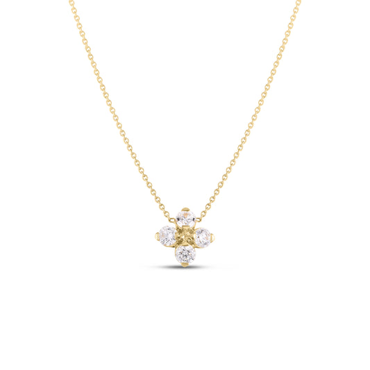 18K YELLOW GOLD LOVE IN VERONA DIAMOND FLOWER NECKLACE