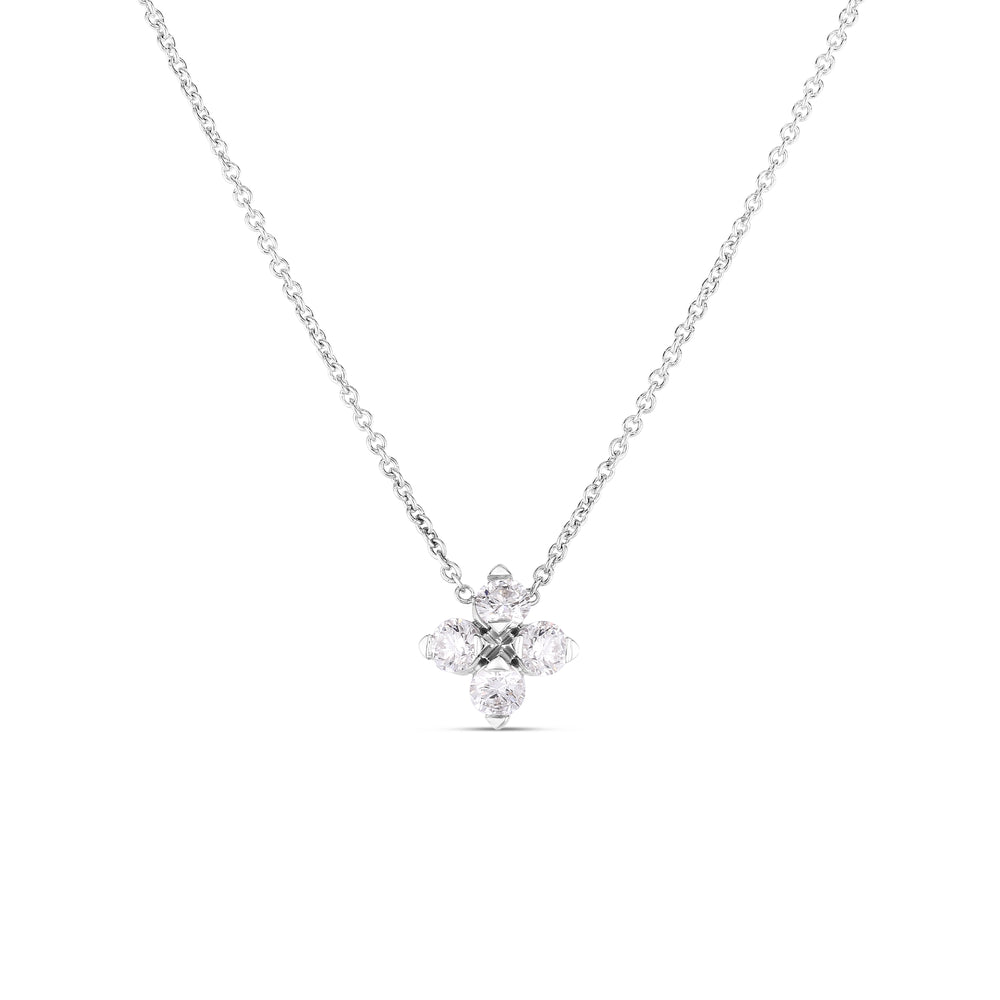 18K WHITE GOLD LOVE IN VERONA SMALL FLOWER DIAMOND NECKLACE