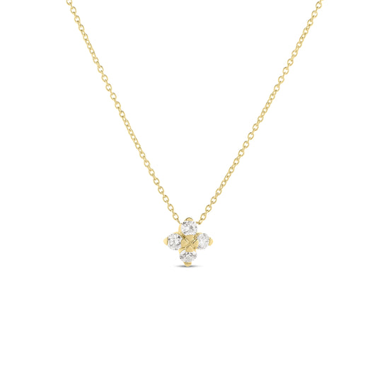 18K YELLOW GOLD LOVE IN VERONA SMALL FLOWER DIAMOND NECKLACE