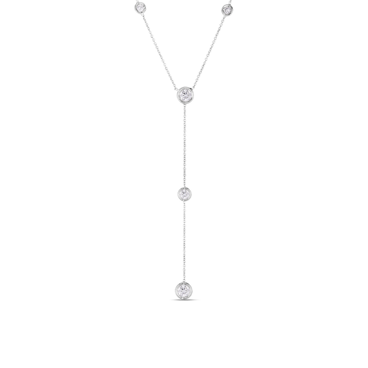18K WHITE GOLD DIAMONDS BY THE INCH 5 STATION 'Y' NECKLACE