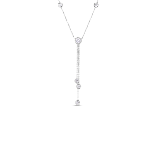 18K WHITE GOLD DIAMONDS BY THE INCH TRIPLE DROP NECKLACE