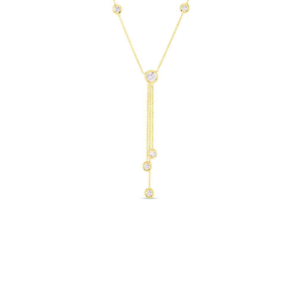 18K YELLOW GOLD DIAMONDS BY THE INCH TRIPLE DROP NECKLACE