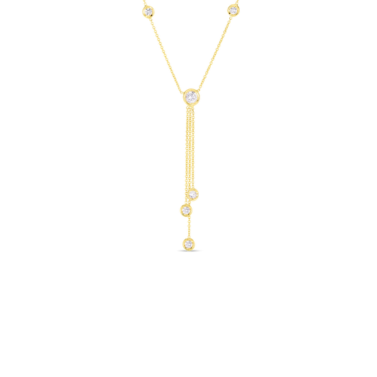 18K YELLOW GOLD DIAMONDS BY THE INCH TRIPLE DROP NECKLACE