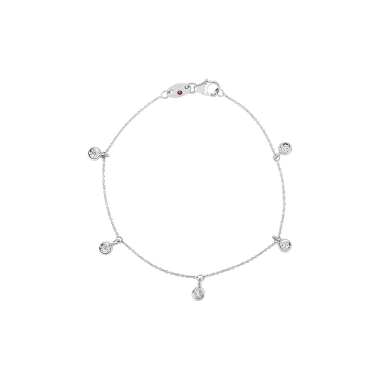 18K GOLD DIAMONDS BY THE INCH DANGLING 5 STATION BRACELET - 18K White Gold