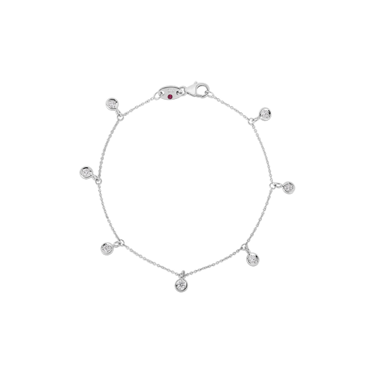18K GOLD DIAMONDS BY THE INCH DANGLING 7 STATION BRACELET - 18K White Gold