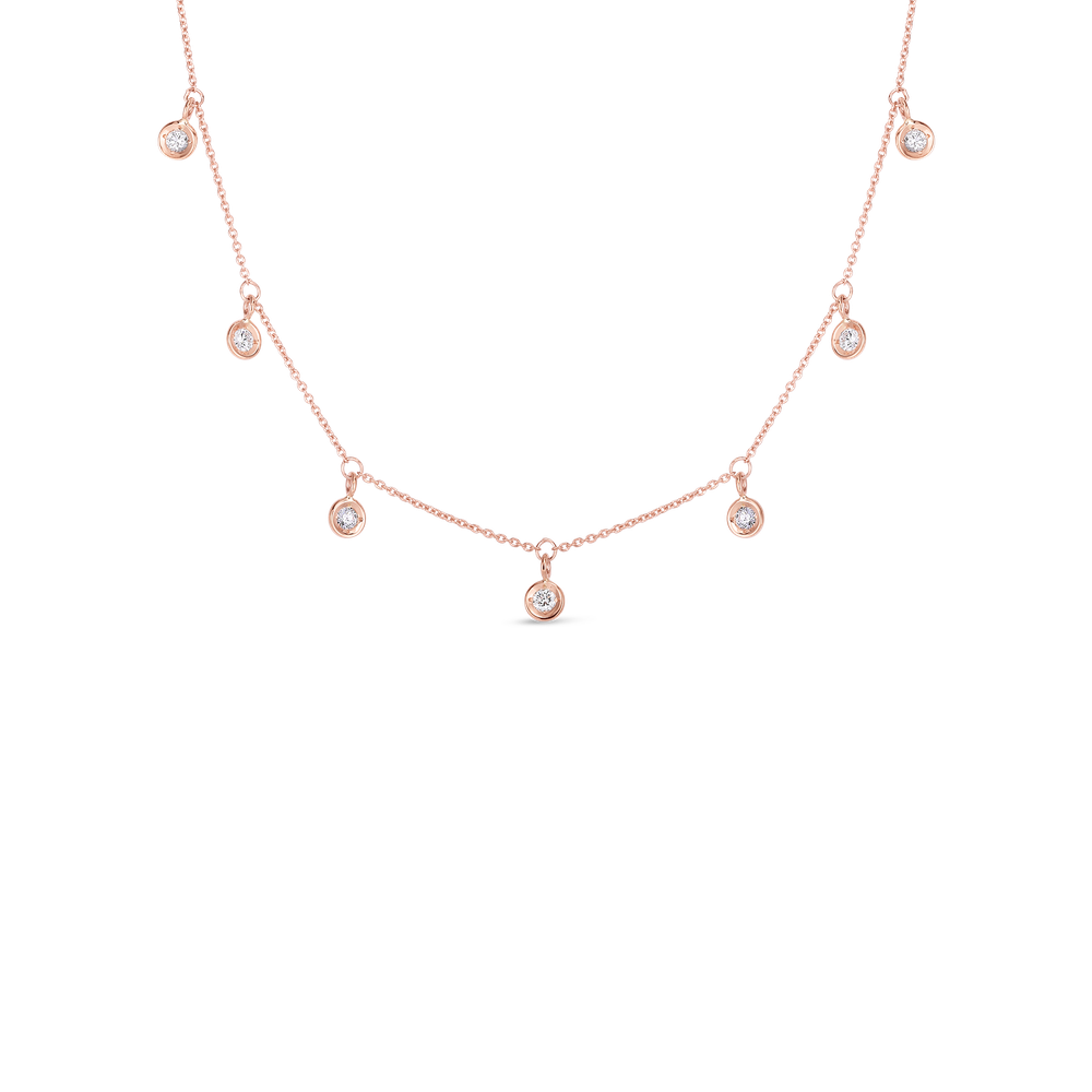 18K GOLD DIAMONDS BY THE INCH DANGLING SEVEN STATION NECKLACE - 18K Rose Gold
