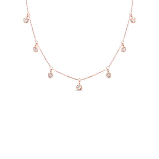 18K GOLD DIAMONDS BY THE INCH DANGLING SEVEN STATION NECKLACE - 18K Rose Gold