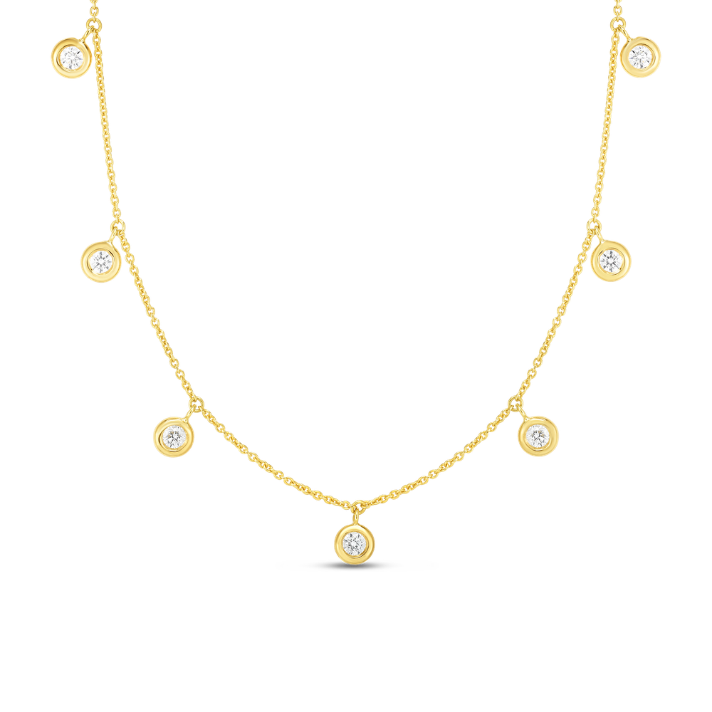 18K GOLD DIAMONDS BY THE INCH DANGLING SEVEN STATION NECKLACE - 18K Yellow Gold