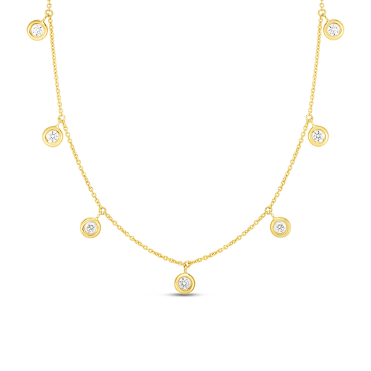 18K GOLD DIAMONDS BY THE INCH DANGLING SEVEN STATION NECKLACE - 18K Yellow Gold