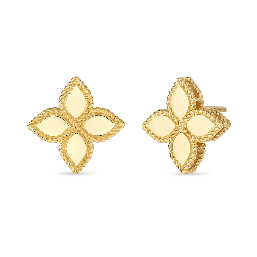 18K YELLOW GOLD PRINCESS FLOWER MEDIUM STUD EARRINGS