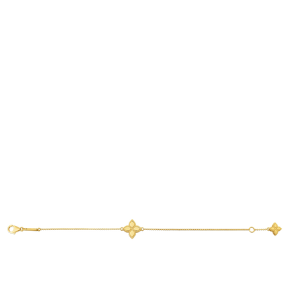 18K YELLOW GOLD PRINCESS FLOWER CHARM BRACELET