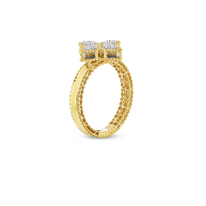 18K YELLOW/WHITE GOLD PRINCESS FLOWER MEDIUM DIAMOND RING