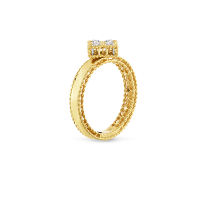 18K GOLD PRINCESS FLOWER SMALL DIAMOND RING - 18K Yellow Gold