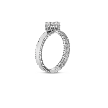 18K GOLD PRINCESS FLOWER SMALL DIAMOND RING - 18K White Gold