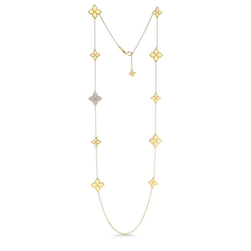 18KT GOLD STATION NECKLACE WITH DIAMONDS
