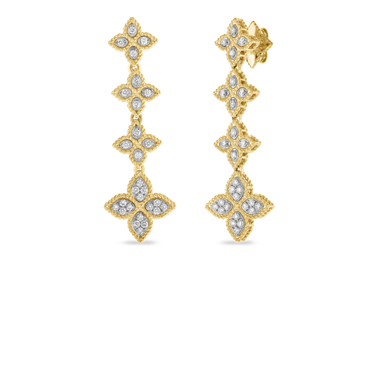 18KT GOLD DROP EARRINGS WITH DIAMONDS - 18K Yellow Gold
