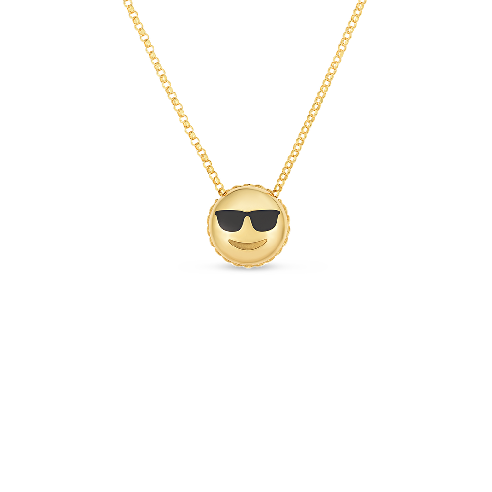 18KT GOLD COOL EMOJI PENDANT