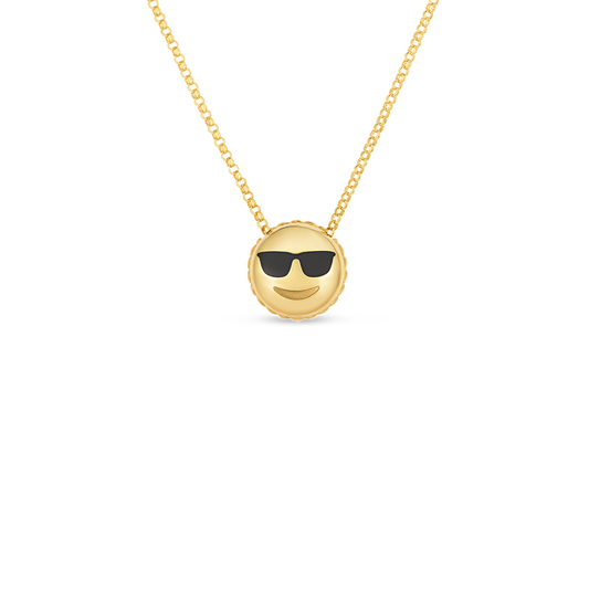 18KT GOLD COOL EMOJI PENDANT