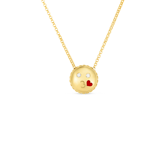 18KT GOLD KISS EMOJI PENDANT WITH DIAMONDS