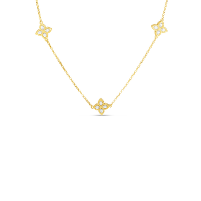 18K Y/W DIA PRINCESS FLOWER NK