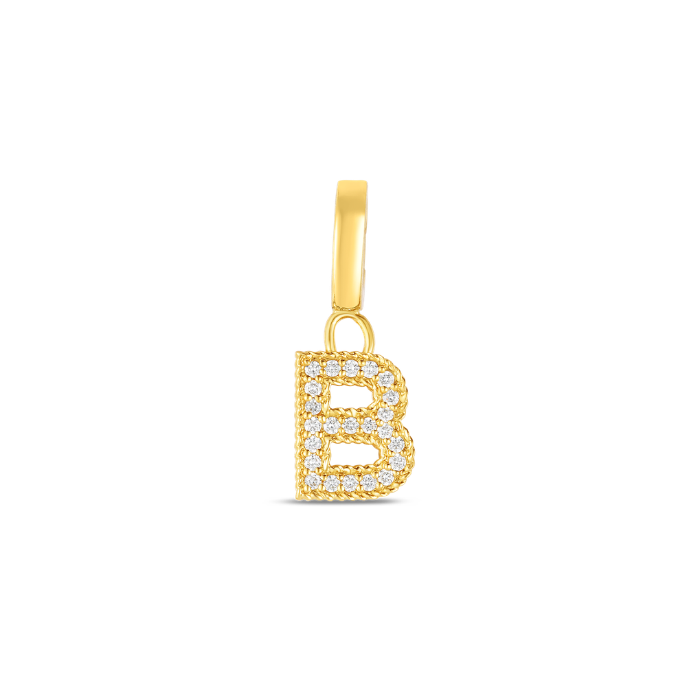 18K YELLOW GOLD PRINCESS DIAMOND LETTER 'B' CHARM