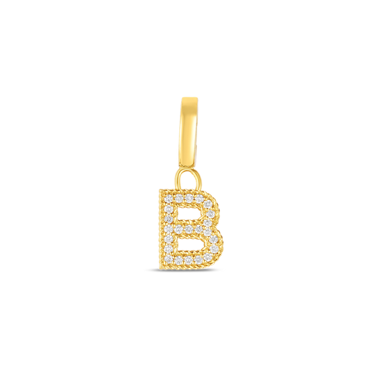18K YELLOW GOLD PRINCESS DIAMOND LETTER 'B' CHARM