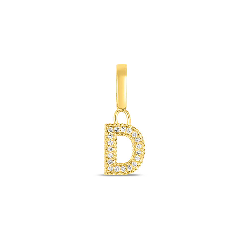 18K YELLOW GOLD PRINCESS DIAMOND LETTER 'D' CHARM