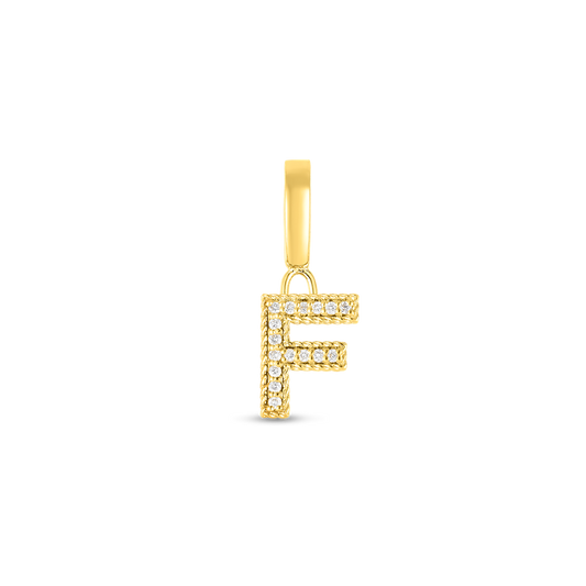 18K YELLOW GOLD PRINCESS DIAMOND LETTER 'F' CHARM