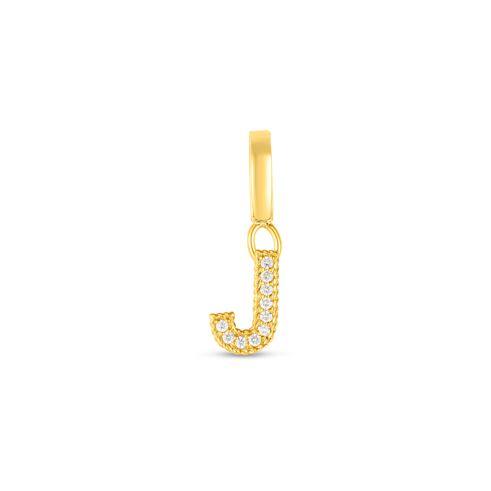 18K YELLOW GOLD PRINCESS DIAMOND LETTER 'J' CHARM