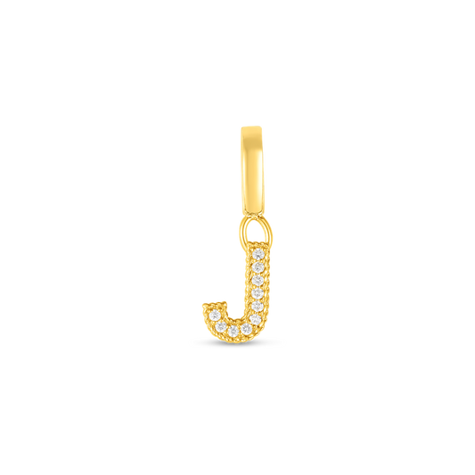 18K YELLOW GOLD PRINCESS DIAMOND LETTER 'J' CHARM