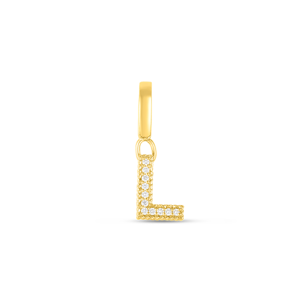 18K YELLOW GOLD PRINCESS DIAMOND LETTER 'L' CHARM