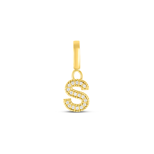 18K YELLOW GOLD PRINCESS DIAMOND LETTER 'S' CHARM