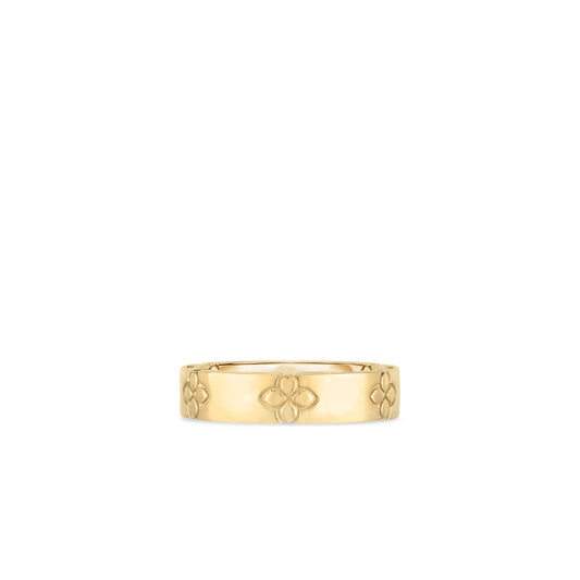 18K YELLOW GOLD LOVE IN VERONA ETCHED FLOWERS NARROW RING