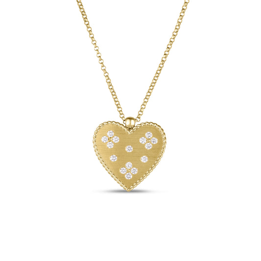 18K YELLOW GOLD VENETIAN PRINCESS MEDIUM HEART MEDALLION NECKLACE