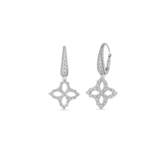 18K WHITE GOLD VENETIAN PRINCESS DIAMOND OUTLINE DROP EARRINGS