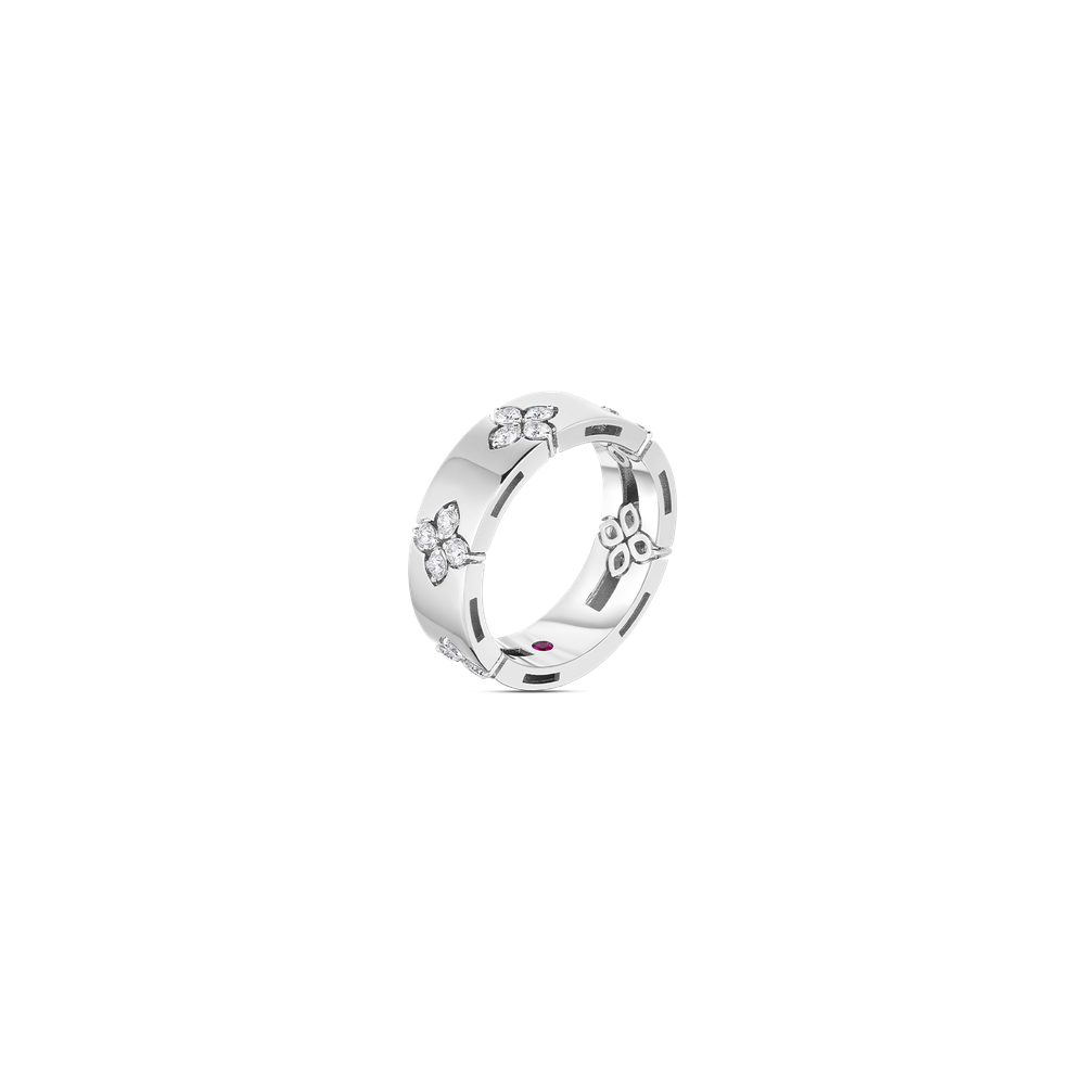 18K GOLD LOVE IN VERONA MEDIUM WIDTH DIAMOND ACCENT RING - 18K White Gold