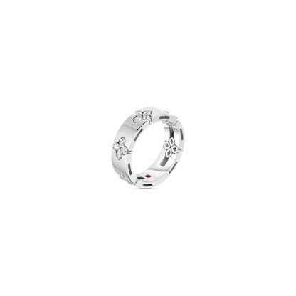 18K GOLD LOVE IN VERONA MEDIUM WIDTH DIAMOND ACCENT RING - 18K White Gold