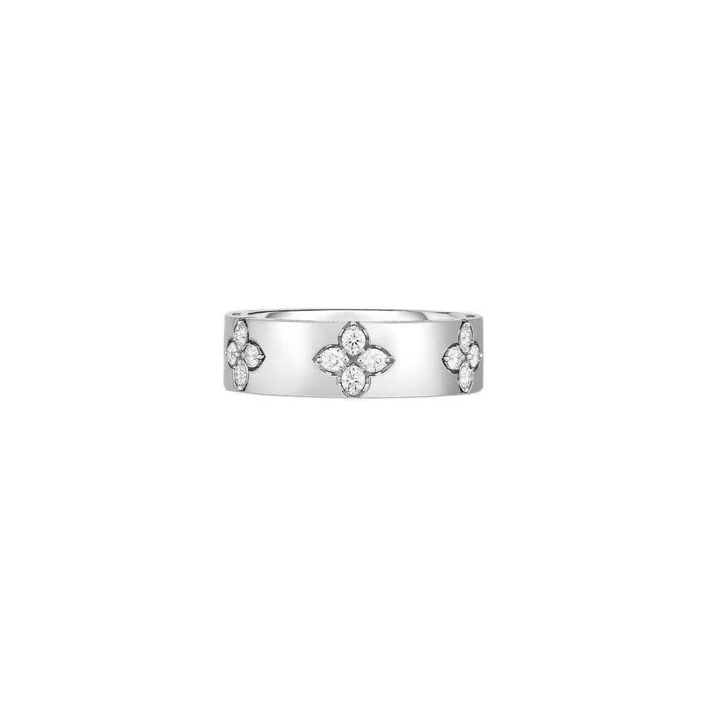 18K GOLD LOVE IN VERONA MEDIUM WIDTH DIAMOND ACCENT RING - 18K White Gold