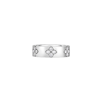 18K GOLD LOVE IN VERONA MEDIUM WIDTH DIAMOND ACCENT RING - 18K White Gold