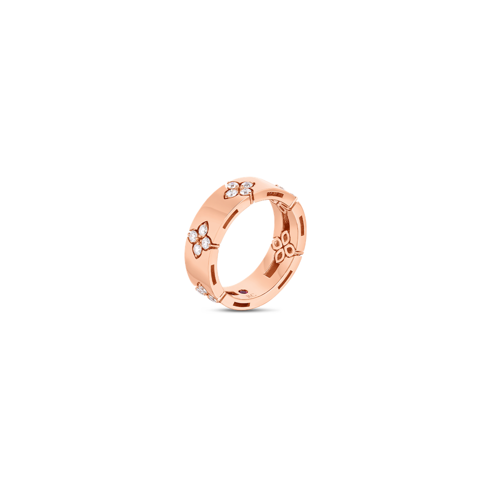 18K GOLD LOVE IN VERONA MEDIUM WIDTH DIAMOND ACCENT RING - 18K Rose Gold