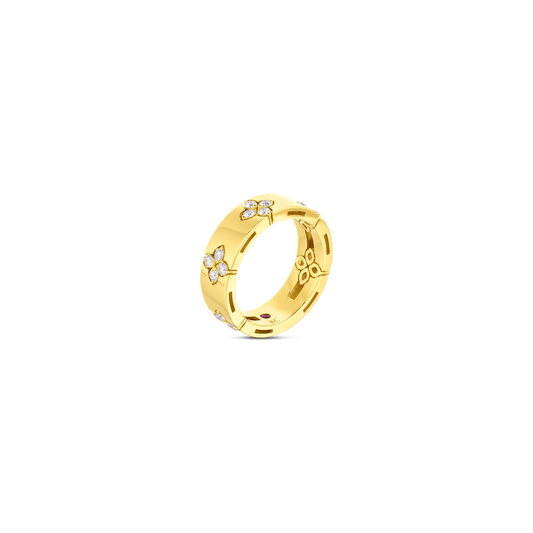18K GOLD LOVE IN VERONA MEDIUM WIDTH DIAMOND ACCENT RING - 18K Yellow Gold