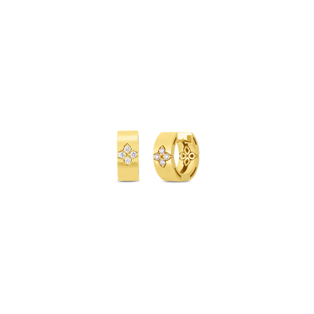 18K GOLD LOVE IN VERONA DIAMOND ACCENT SMALL HOOP EARRINGS - 18K Yellow Gold