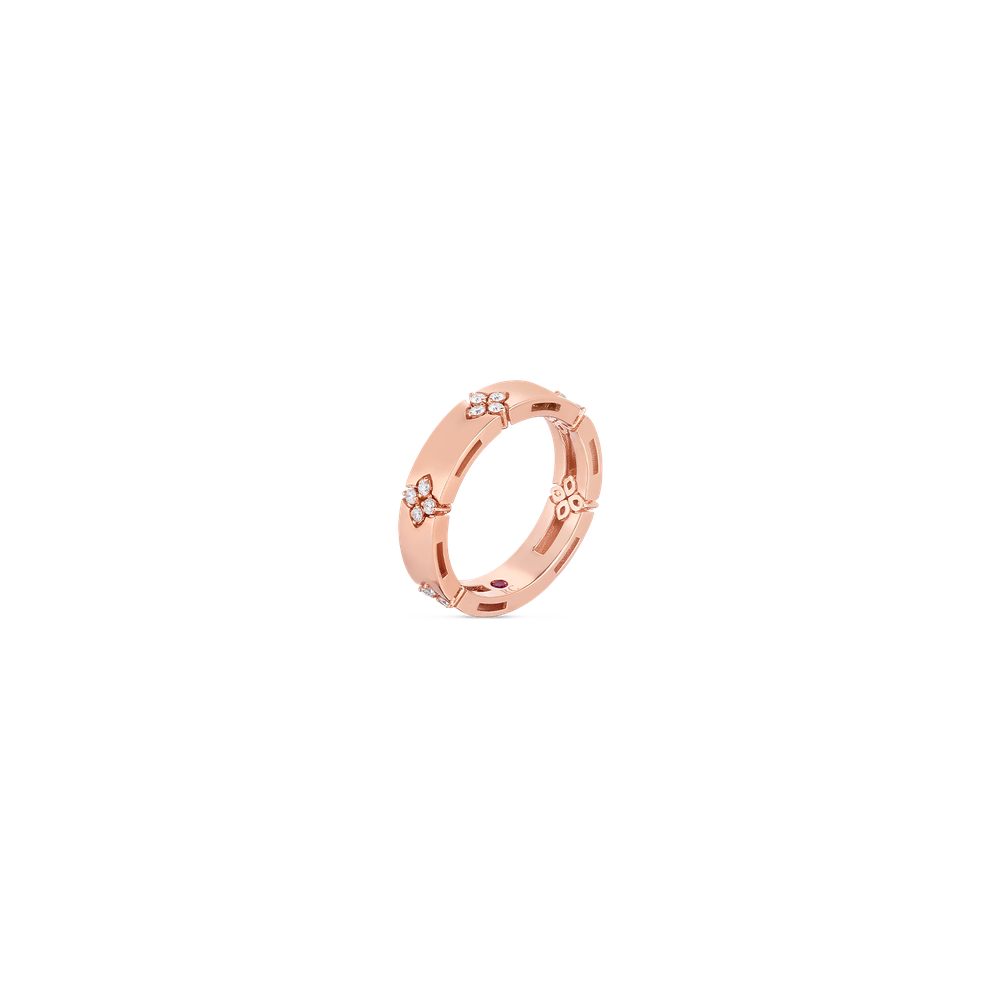 18K GOLD LOVE IN VERONA NARROW DIAMOND ACCENT RING - 18K Rose Gold