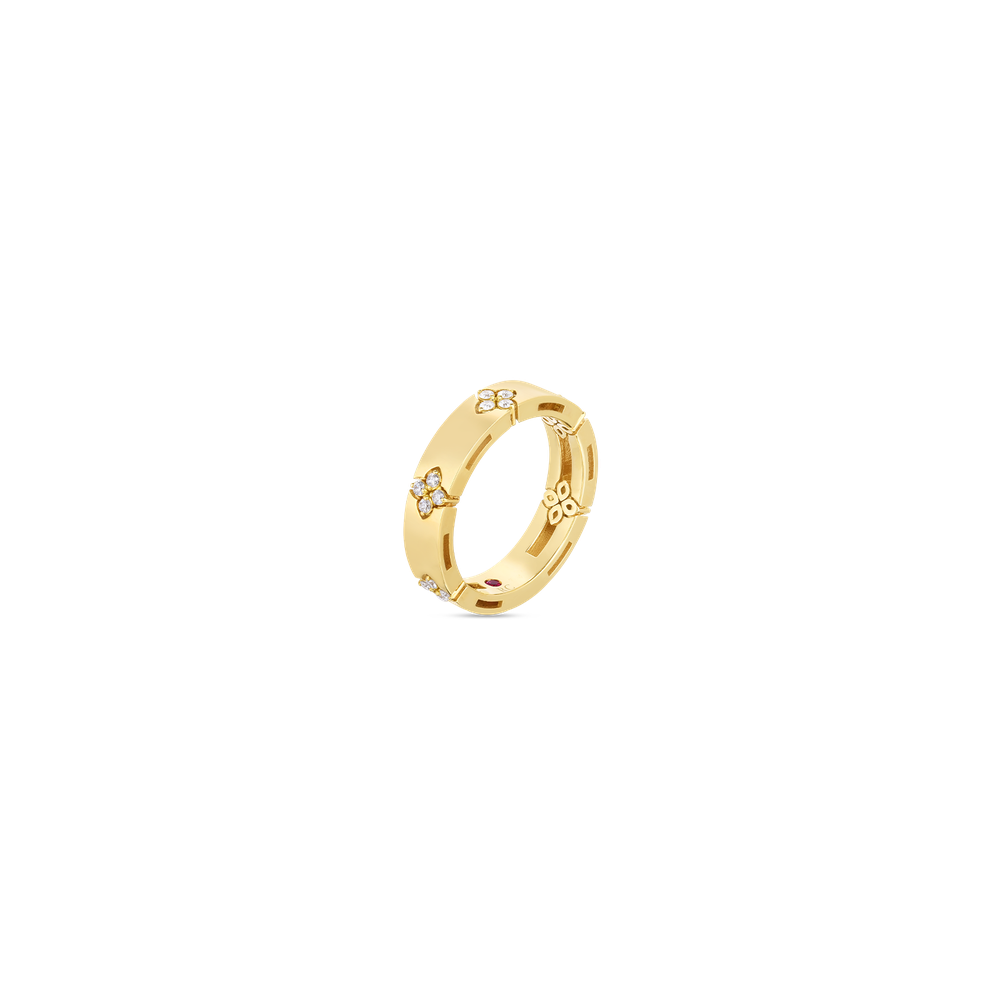 18K GOLD LOVE IN VERONA NARROW DIAMOND ACCENT RING - 18K Yellow Gold