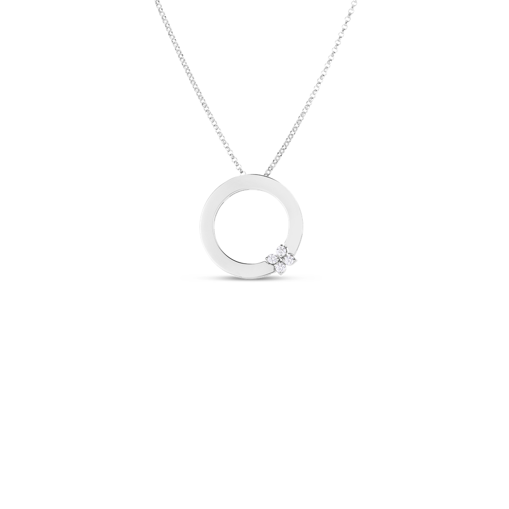 18K GOLD LOVE IN VERONA CIRCLE OF LIFE DIAMOND FLOWER NECKLACE - 18K White Gold