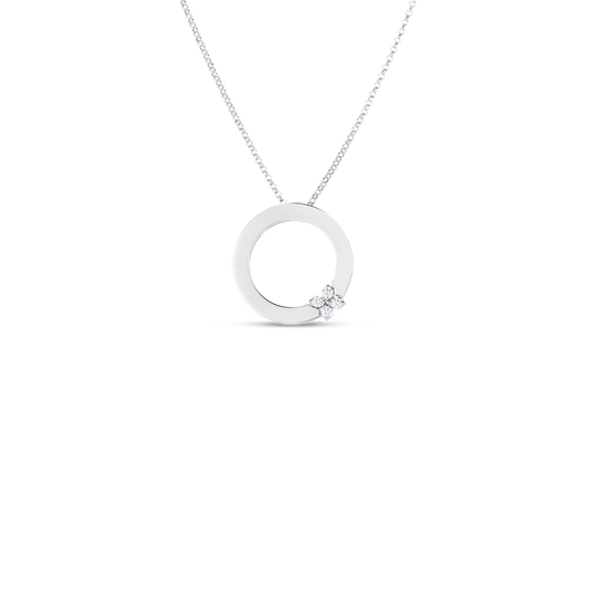 18K GOLD LOVE IN VERONA CIRCLE OF LIFE DIAMOND FLOWER NECKLACE - 18K White Gold